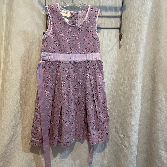 Laura Ashley Other - Laura Ashley Floral Dress Lavender Sleeveless Ribbon Girls 6 Easter Vintage